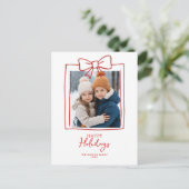 Doddle Hand Getekend Boog Kerstfoto Vakantie Post Feestdagenkaart (Staand voorkant)