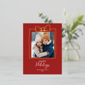 Doddle Hand getrokken Bow Kerstfoto Folie Feestdagen Briefkaart (Staand Voorkant)