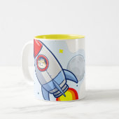 Dode aan de Man van de Mon Rocket  Tweekleurige Koffiemok (Voorkant links)