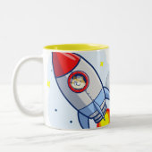 Dode aan de Man van de Mon Rocket  Tweekleurige Koffiemok (Links)