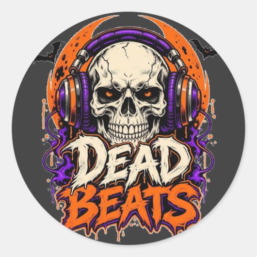 Dode Beats Skull Koptelefoon Ronde Sticker (Voorkant)