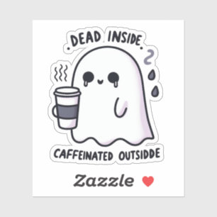 Dode binnen cafeïnehoudende buiten grappige geest  sticker