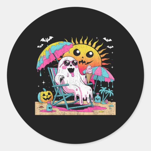 Dode binnen dan buiten grappige Ghost Beach Art Ronde Sticker (Voorkant)