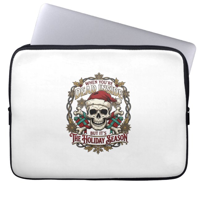 Dode Binnen Feestdagen Kerst Schedel Kerstman H Laptop Sleeve (Voorkant)