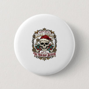 Dode Binnen Kerstseizoen Kerstmis Schedel Kerstman Ronde Button 5,7 Cm