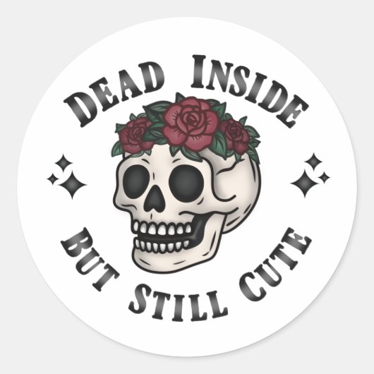 Dode binnen maar nog steeds Schattigee zachte Goth Ronde Sticker (Voorkant)