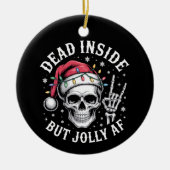 Dode binnen maar vrolijke AF kerst skelet geest Keramisch Ornament (Voorkant)