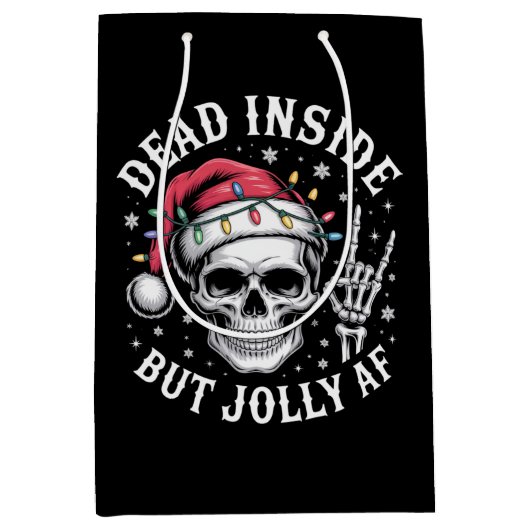 Dode binnen maar vrolijke AF kerst skelet geest Medium Cadeauzakje (Voorkant)