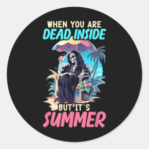 Dode Binnen Sarcastisch Gotisch Skelet Halloween Ronde Sticker