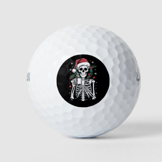 Dode Binnen Skelet Kerst Koffie Liefhebber Geschen Golfballen (Voorkant)