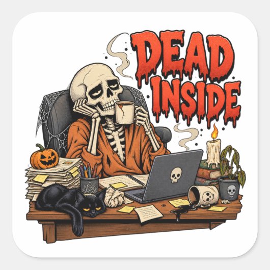 Dode Binnenkant Skelet Halloween Stickers (Voorkant)