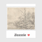 Dode boom bij een beek aan de voet van een heuvel sticker (Vel)