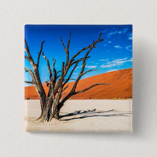 Dode boom in Deadvlei, Namibië Vierkante Button 5,1 Cm (Voorkant)
