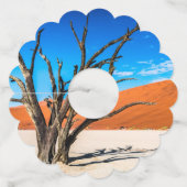Dode boom in Deadvlei, Namibië Wijnglaslabel (Voorkant)