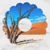 Dode boom in Deadvlei, Namibië Wijnglaslabel (Achterkant)