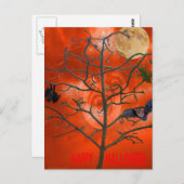 Dode boom onder een Oranje Scary Sky Briefkaart (Voorkant / Achterkant)