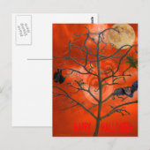 Dode boom onder een Oranje Scary Sky Briefkaart (Voorkant / Achterkant)