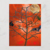 Dode boom onder een Oranje Scary Sky Briefkaart (Voorkant)