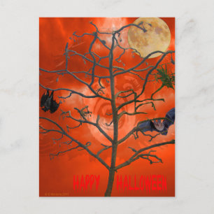 Dode boom onder een Oranje Scary Sky Briefkaart