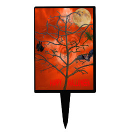 Dode boom onder een Oranje Scary Sky Cake Topper