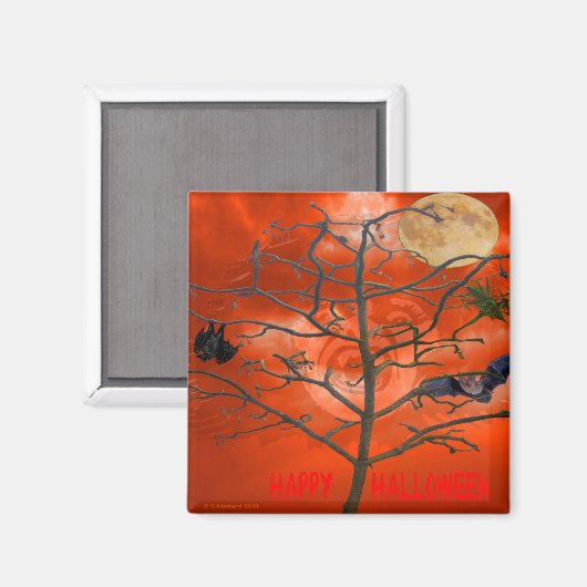 Dode boom onder een Oranje Scary Sky Magnet (Voorkant / Achterkant)