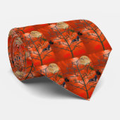 Dode boom onder een Oranje Scary Sky Necktie Stropdas (Opgerold)