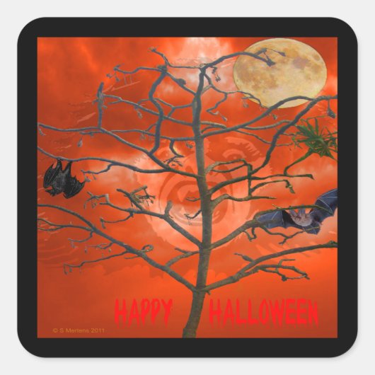 Dode boom onder een Oranje Scary Sky Sticker (Voorkant)