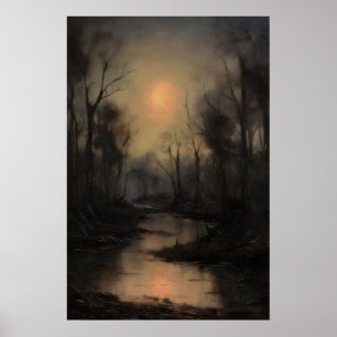 Dode bos griezelig landschap, donkere academische  poster