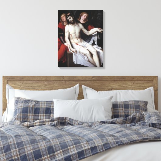 Dode Christus Gesteund door Twee Angels (Ribalta) Canvas Afdruk (Insitu (Slaapkamer))