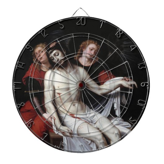 Dode Christus Gesteund door Twee Angels (Ribalta) Dartbord (Voorkant)