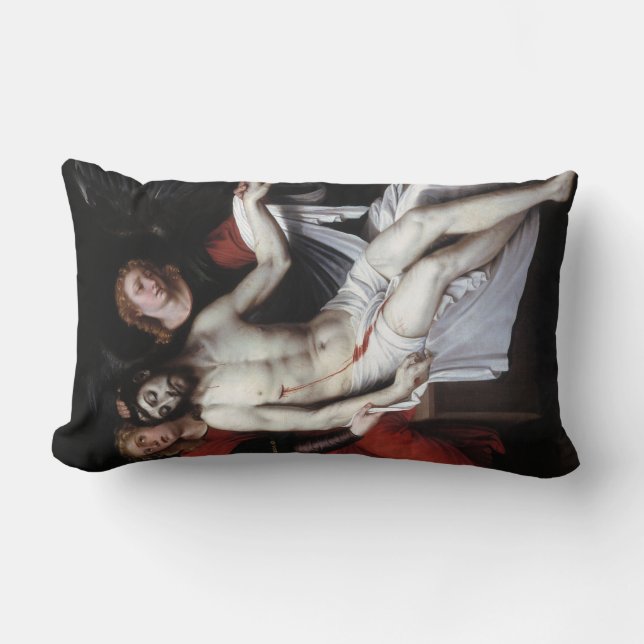 Dode Christus Gesteund door Twee Angels (Ribalta) Kussen (Voorkant)