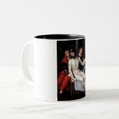 Dode Christus Gesteund door Twee Angels (Ribalta) Tweekleurige Koffiemok (Voorkant links)