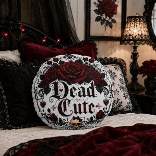 Dode Cute Rode Roos Gotische Romantiek Halloween Rond Kussen
