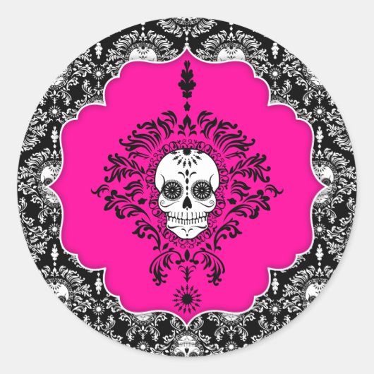 Dode Damask - Chic Sugar Skull Ronde Sticker (Voorkant)
