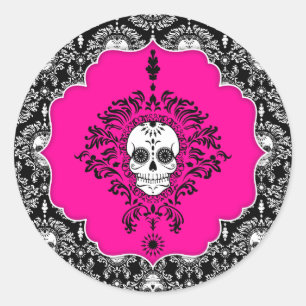Dode Damask - Chic Sugar Skull Ronde Sticker