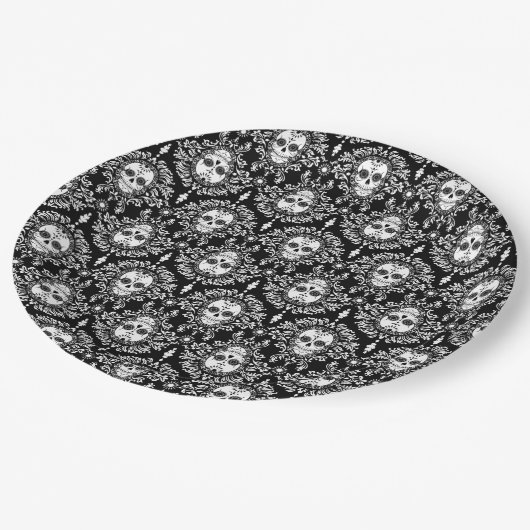 Dode Damask - Chic Sugar Skulls Papieren Bordje (Gekanteld)