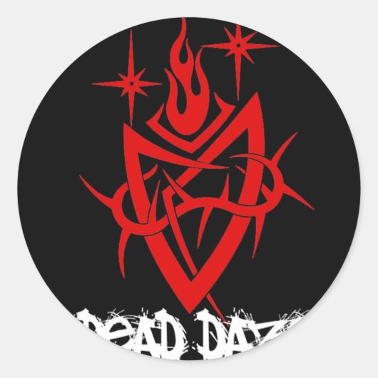 Dode Daze Tribale Hart Ronde Sticker (Voorkant)