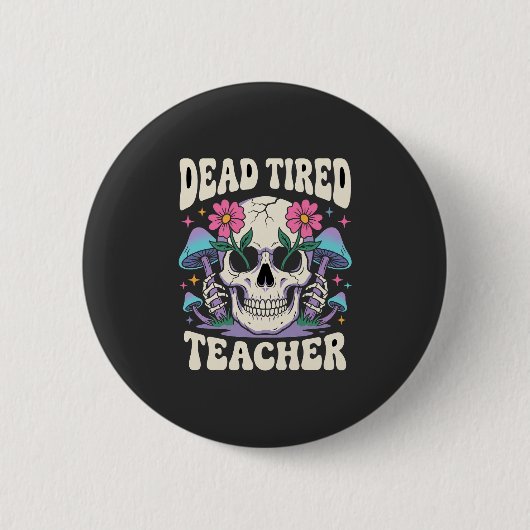 Dode Dotterschedel Paddenstoel Halloween Grafisch Ronde Button 5,7 Cm (Voorkant)