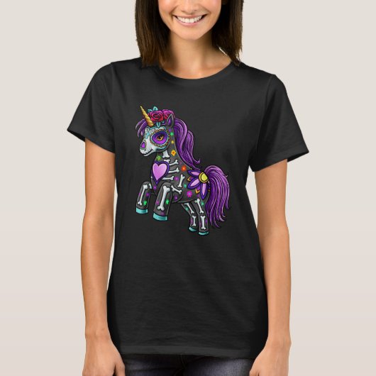 Dode eenhoorn suikerschedel t-shirt (Voorkant)