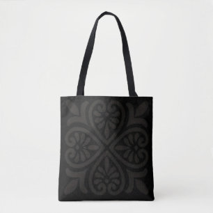 Dode Elegante Zwarte-op-Zwarte Gotische Bloemrijke Tote Bag