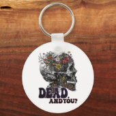 Dode en je schedelhoofd grappige Halloween outfit Sleutelhanger (Voorkant)