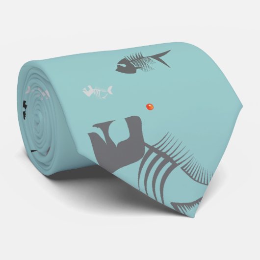 Dode Fishys Aqua Stropdas (Opgerold)