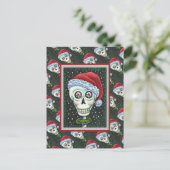 DODE HOOFD SANTA SKULL, CHRISTMAS SKELETON HUMOR BRIEFKAART (Staand voorkant)