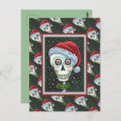 DODE HOOFD SANTA SKULL, CHRISTMAS SKELETON HUMOR BRIEFKAART (Voorkant / Achterkant)