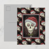 DODE HOOFD SANTA SKULL, CHRISTMAS SKELETON HUMOR BRIEFKAART (Voorkant / Achterkant)
