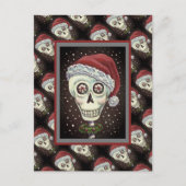DODE HOOFD SANTA SKULL, CHRISTMAS SKELETON HUMOR BRIEFKAART (Voorkant)