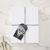 DODE HOOFD SANTA SKULL, CHRISTMAS SKELETON HUMOR CADEAULABEL (Met Touw)