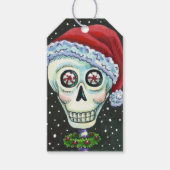 DODE HOOFD SANTA SKULL, CHRISTMAS SKELETON HUMOR CADEAULABEL (Voorkant)