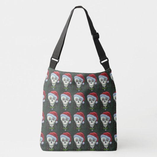 DODE HOOFD SANTA SKULL, CHRISTMAS SKELETON HUMOR CROSSBODY TAS (Voorkant)