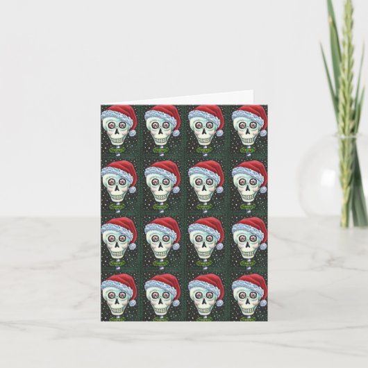 DODE HOOFD SANTA SKULL, CHRISTMAS SKELETON HUMOR FEESTDAGEN KAART (Voorkant)